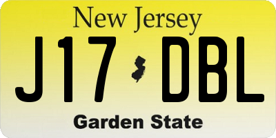 NJ license plate J17DBL