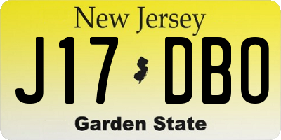 NJ license plate J17DBO