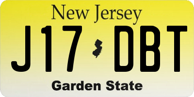 NJ license plate J17DBT