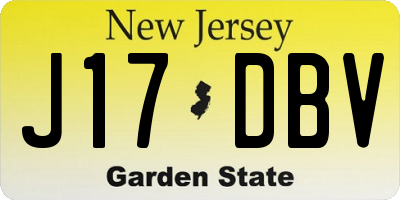NJ license plate J17DBV