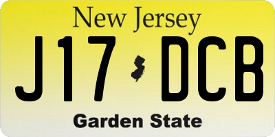 NJ license plate J17DCB