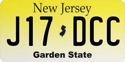 NJ license plate J17DCC