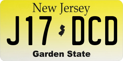 NJ license plate J17DCD