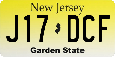 NJ license plate J17DCF
