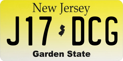 NJ license plate J17DCG