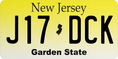 NJ license plate J17DCK