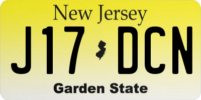 NJ license plate J17DCN