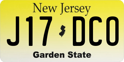 NJ license plate J17DCO