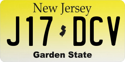 NJ license plate J17DCV