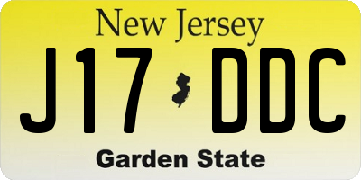NJ license plate J17DDC
