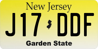 NJ license plate J17DDF