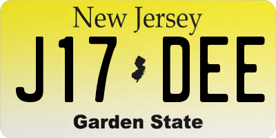 NJ license plate J17DEE