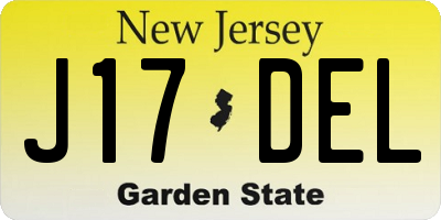 NJ license plate J17DEL