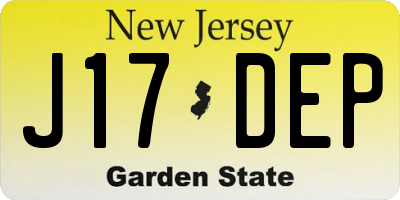 NJ license plate J17DEP