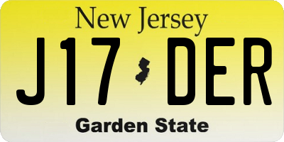 NJ license plate J17DER