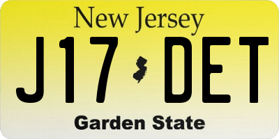 NJ license plate J17DET
