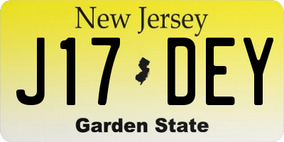 NJ license plate J17DEY