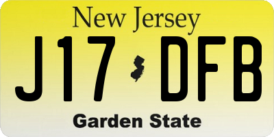 NJ license plate J17DFB