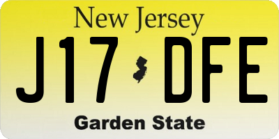 NJ license plate J17DFE