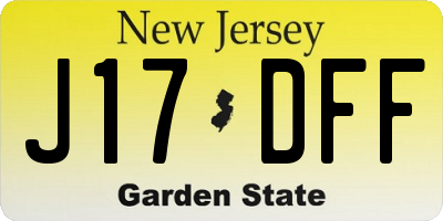 NJ license plate J17DFF