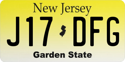 NJ license plate J17DFG