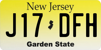 NJ license plate J17DFH