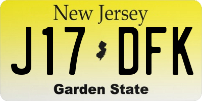 NJ license plate J17DFK