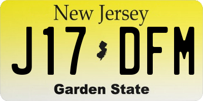 NJ license plate J17DFM