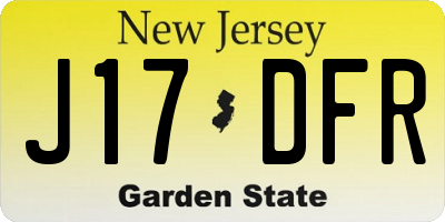 NJ license plate J17DFR