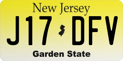 NJ license plate J17DFV
