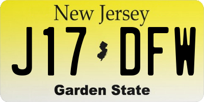 NJ license plate J17DFW