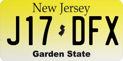 NJ license plate J17DFX