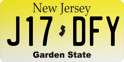 NJ license plate J17DFY