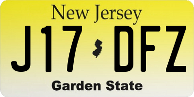 NJ license plate J17DFZ