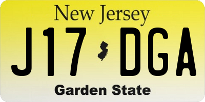 NJ license plate J17DGA