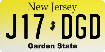 NJ license plate J17DGD