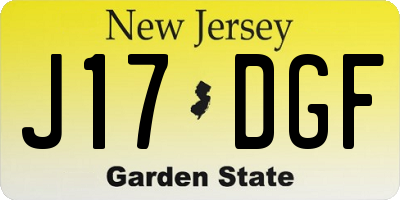 NJ license plate J17DGF