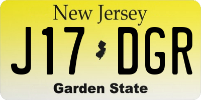 NJ license plate J17DGR