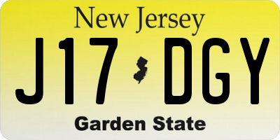 NJ license plate J17DGY