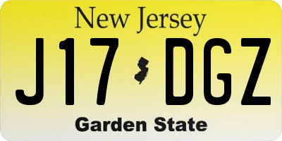 NJ license plate J17DGZ