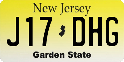 NJ license plate J17DHG