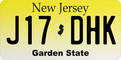 NJ license plate J17DHK