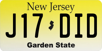 NJ license plate J17DID