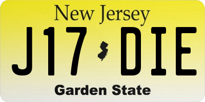 NJ license plate J17DIE