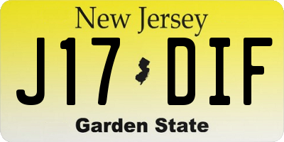 NJ license plate J17DIF