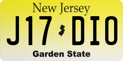 NJ license plate J17DIO