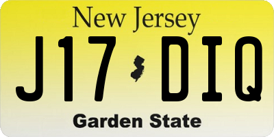 NJ license plate J17DIQ