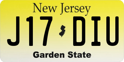 NJ license plate J17DIU