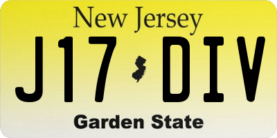 NJ license plate J17DIV