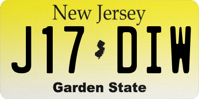 NJ license plate J17DIW